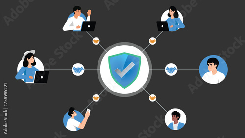 shield with approved icon, hospital services, preventive check up, sick leave certificate, vector flat icon