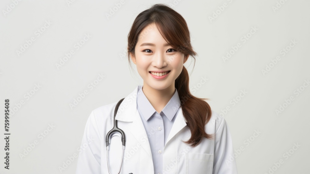 Professional Female Doctor with a Stethoscope Smiling Confidently. Generative ai Professional Female Doctor with a Stethoscope Smiling Confidently. Generative ai