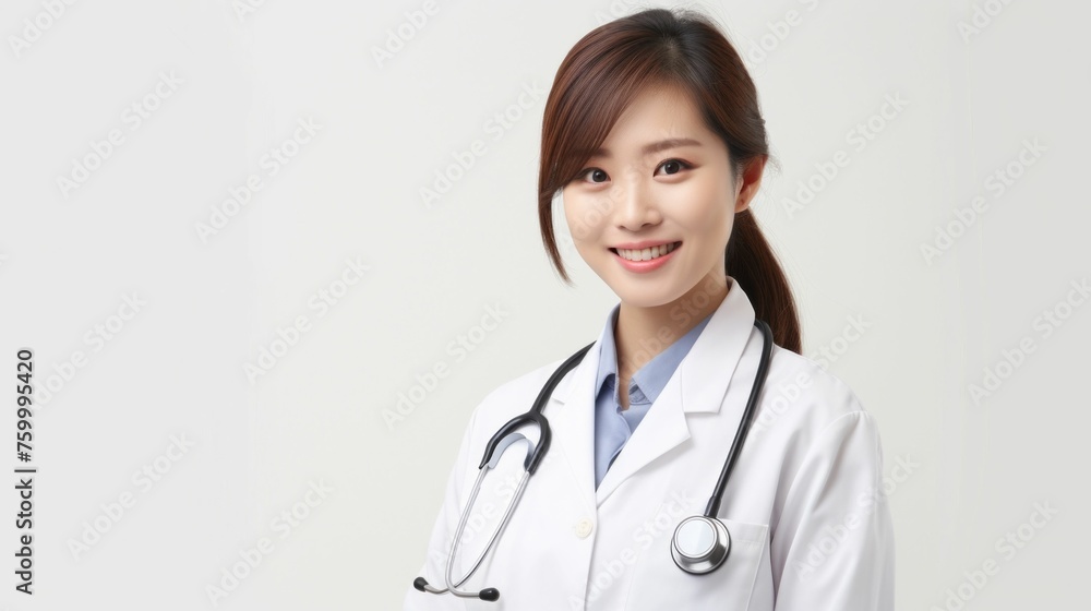 Professional Female Doctor with a Stethoscope Smiling Confidently. Generative ai Professional Female Doctor with a Stethoscope Smiling Confidently. Generative ai