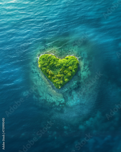  Beautiful maldives tropical island in heart shape - Poster © Igor