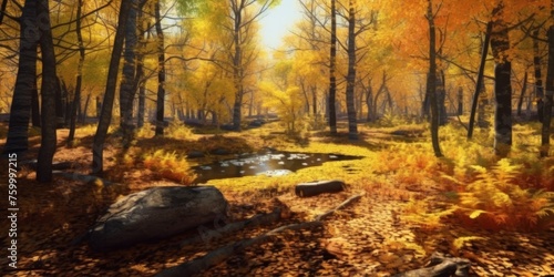beautiful autumn forest Generative AI © València