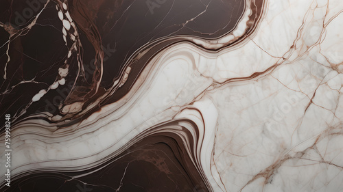 smooth gradient textured dark brown with white with beige marble background with empty space © Antonina