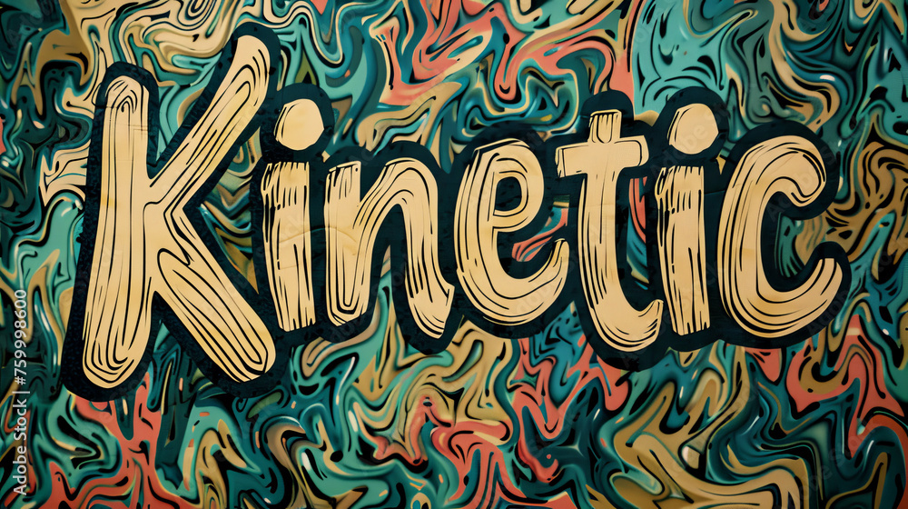 Fototapeta premium A person's hand holds a colorful background with the word 