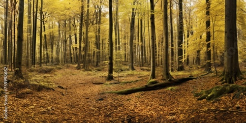 beautiful autumn forest Generative AI