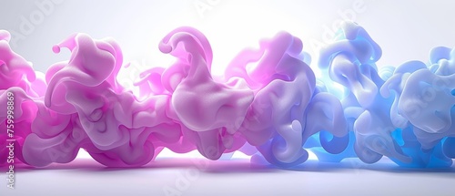  a group of pink, blue, and white swirls on top of each other in front of a white background.