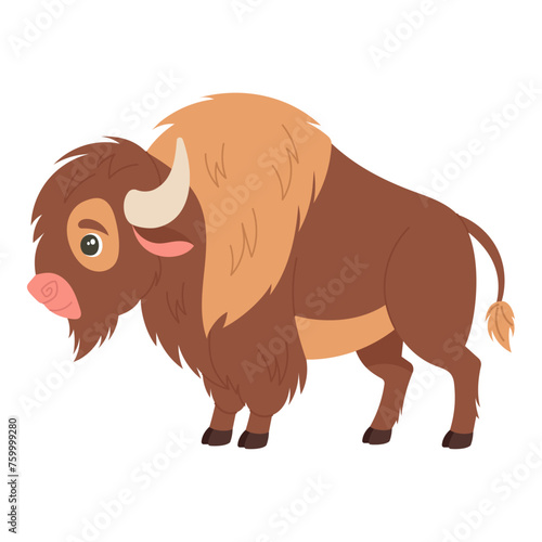 Buffalo vector children s vector illustration in flat style. For poster  greeting card and children s design