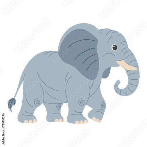 Cute cartoon elephant vector children's vector illustration in flat style. For poster, greeting card and children's design