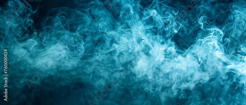  A blue smoke cloud is centered on a dark blue background, and white smoke rises from the top.