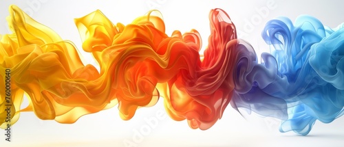  A cluster of multicolored fumes forming an abstract wave pattern against a pristine backdrop, accommodating text