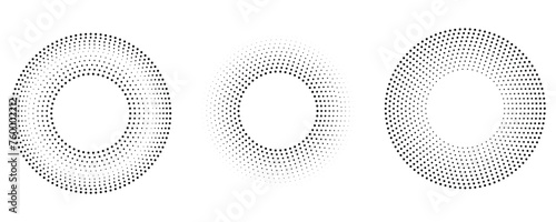 Circle dot frame. Circular border with halftone effect. Modern faded ring. Rounded semitone shape. Ballpoint boarding house. Dotted geometric pattern. Elements of small dots graphics eps 10 photo