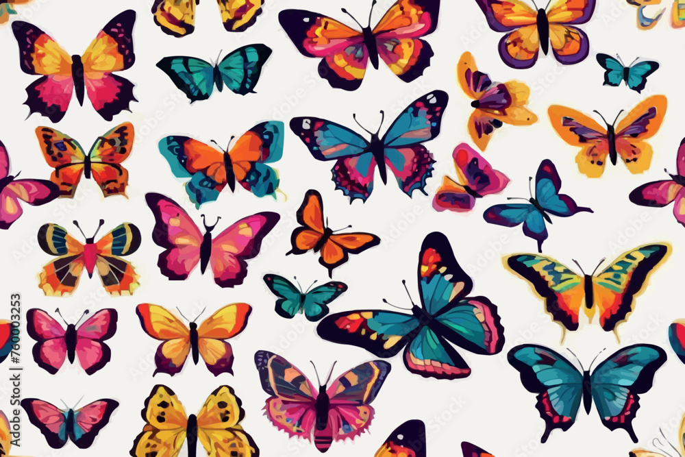 Fototapeta premium Vector seamless pattern with butterflies