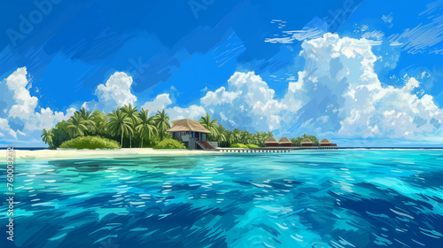 Tranquil Maldives Atoll cartoon photo