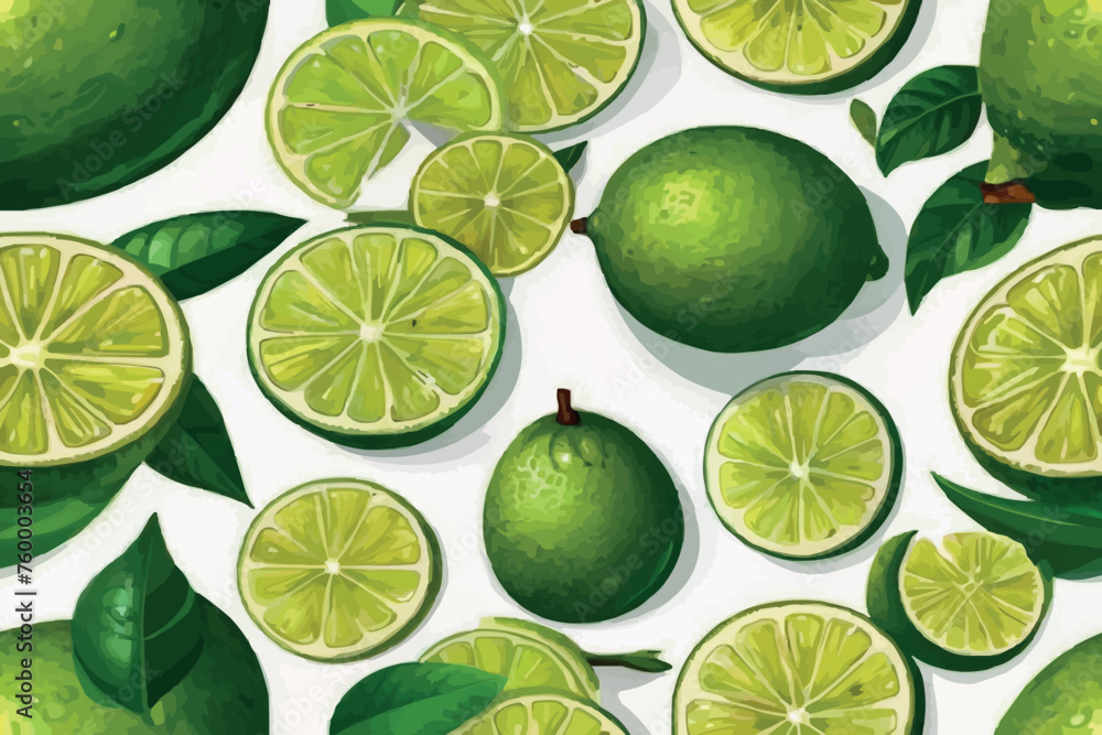 Lime set in vintage style, isolated on white background, stock ...