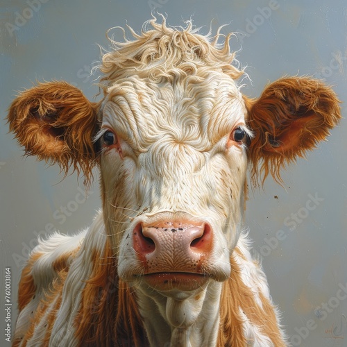 Close up portrait of a cow ...