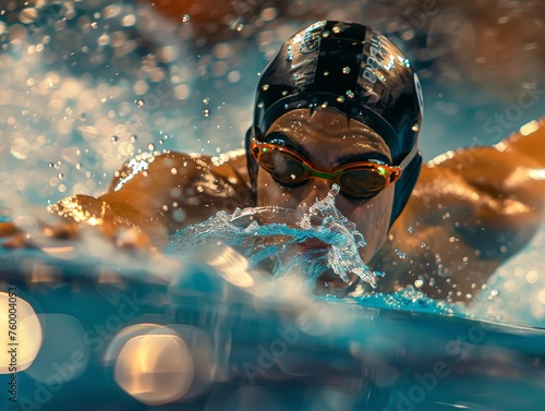 Olympic swimmer racing in swimmingpool