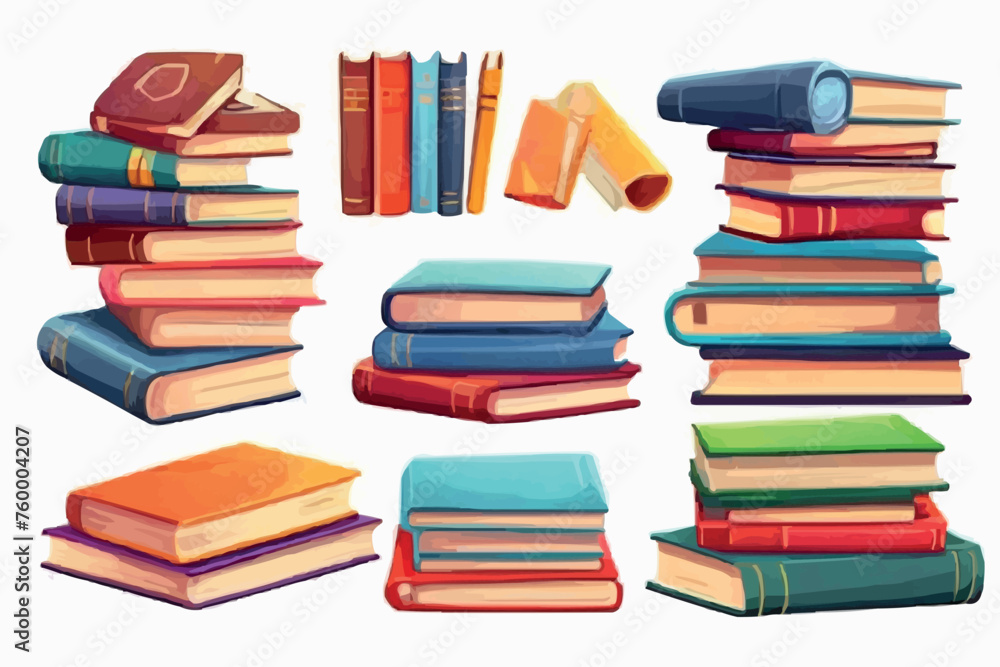 School books collection isolated on a white background School books collection isolated on a white background