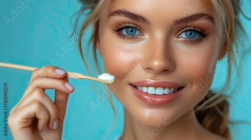 Young woman brushing her teeth