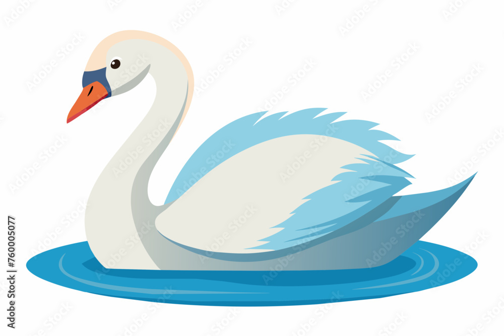 Obraz premium Swan in the water, flat style, vector illustration artwork