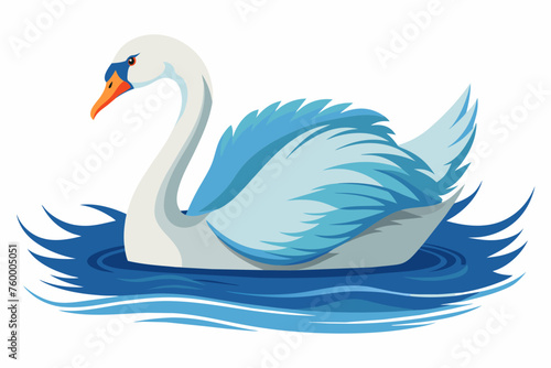 Swan in the water, flat style, vector illustration artwork © Ishraq
