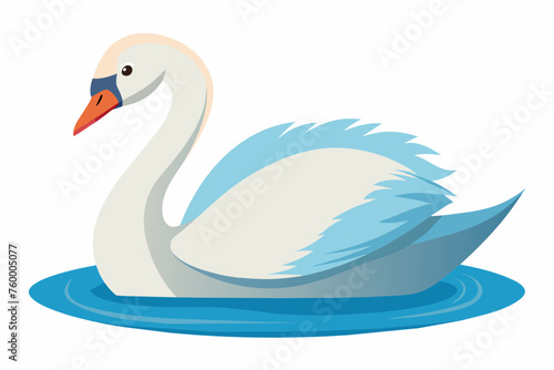 Fototapeta Naklejka Na Ścianę i Meble -  Swan in the water, flat style, vector illustration artwork