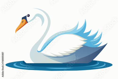 Fototapeta Naklejka Na Ścianę i Meble -  Swan in the water, flat style, vector illustration artwork