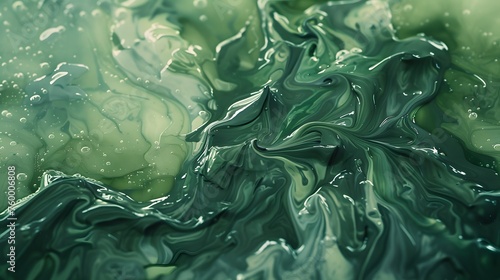 Abstract green paint wallpaper. Detailed stroke of paint.