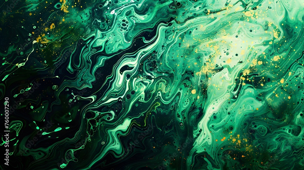 Abstract green paint wallpaper. Detailed stroke of paint.