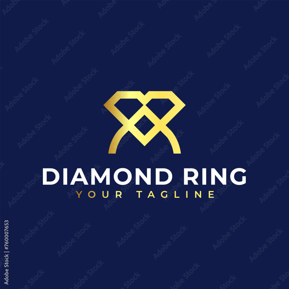 Fototapeta premium Diamond Ring Logo Concept - Diamond shaped ring jewelry logo transformation design.