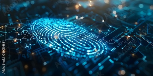 Concept of secure login with fingerprint scanning technology for personal identification. Concept Fingerprint Scanning Technology, Secure Login, Personal Identification, Biometric Authentication