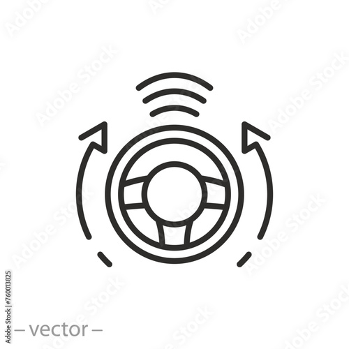 autopilot icon, driving a car using artificial intelligence, ai driver, thin line symbol - editable stroke vector illustration