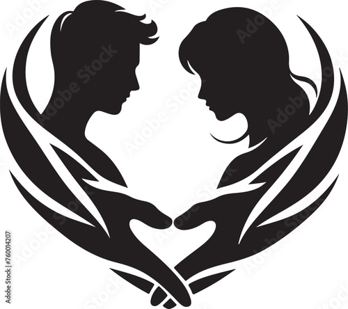 About Holding Hands Heart Shape Silhouette Graphic
