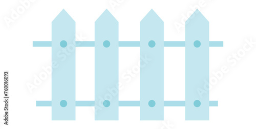 Blue board fence. Icon for website, application about farming, plots, logistics, warehousing, storage. Vector flat illustration, cartoon flat style isolated on white. Wooden fence icon. Color silhouet