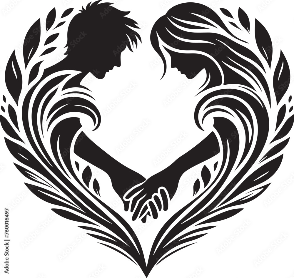 Obraz premium About Holding Hands Heart Shape Silhouette Graphic