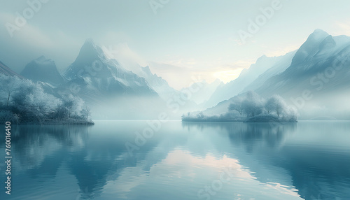 lake and mountains in the morning © Allan