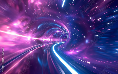 abstract futuristic retro sci-fi light speed tunnel