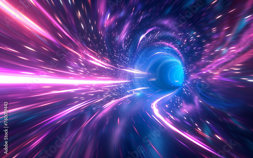 abstract futuristic retro sci-fi light speed tunnel