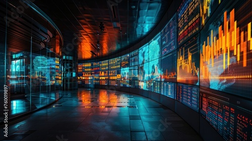 Large stock exchange screen