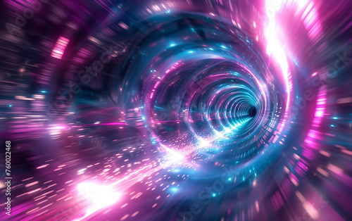abstract futuristic retro sci-fi light speed tunnel