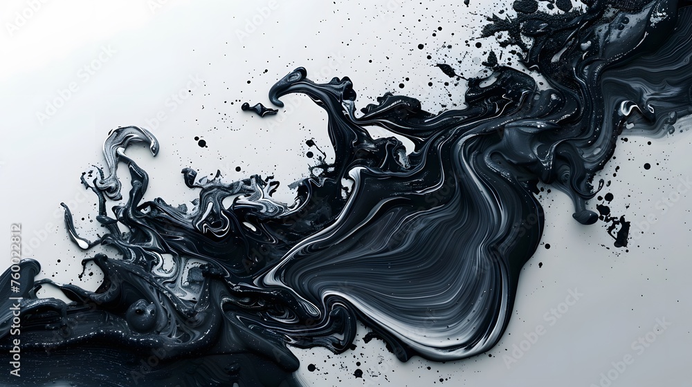 Fototapeta premium Monochromatic abstract liquid splash wallpaper.