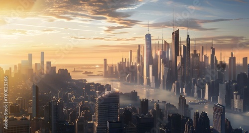 Sunrise Horizon of a Sustainable Future New York City © Thanaphon