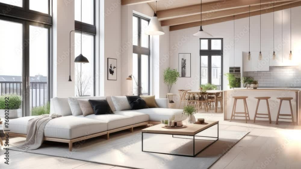 3d rendering. new modern scandinavian loft apartment. 3d rendering. new modern scandinavian loft apartment.