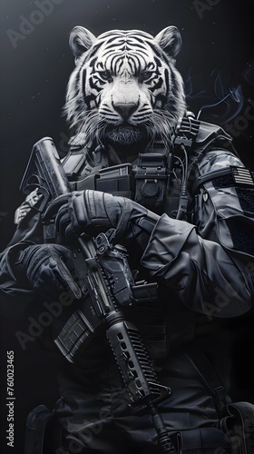 White Tiger SWAT Warrior A Fierce Defender Poised