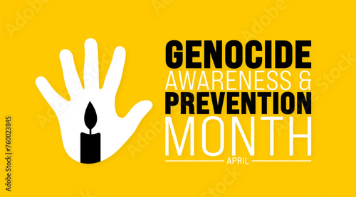 April is Genocide Awareness and Prevention Month background template. Holiday concept. use to background, banner, placard, card, and poster design template with text inscription and standard color.