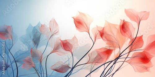 Close Up of Flowers on Blue and Pink Background Generative AI © Johnathan