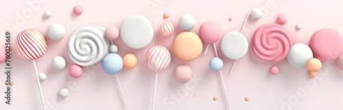 A variety of macaroons and sweets in pastel shades on a pink background. Concept: desserts and confectionery products and for decoration of festive events. Banner, copy space