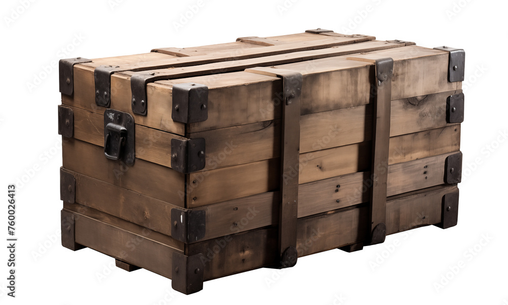 Old wood box isolated. Closed retro chest Old wood box isolated. Closed retro chest