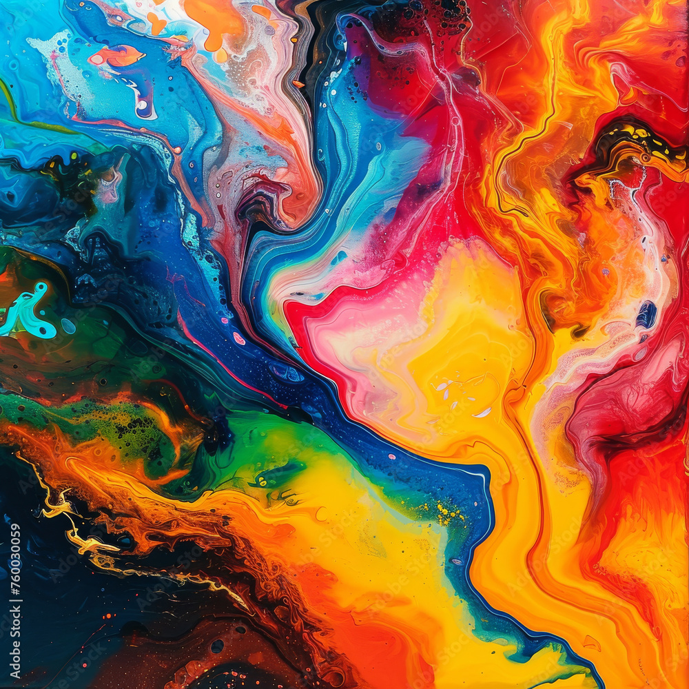 Abstract colorful artwork with fluid shapes