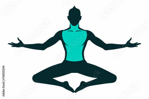 silhouette of yoga man on white background