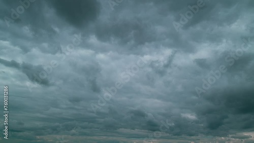 Dramatic Dark Thunderclouds. Storm Cloudy Dramatic Sky With Dark Rain Grey Cumulus Clouds.