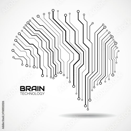 Technological brain. Circuit board. Abstract vector background